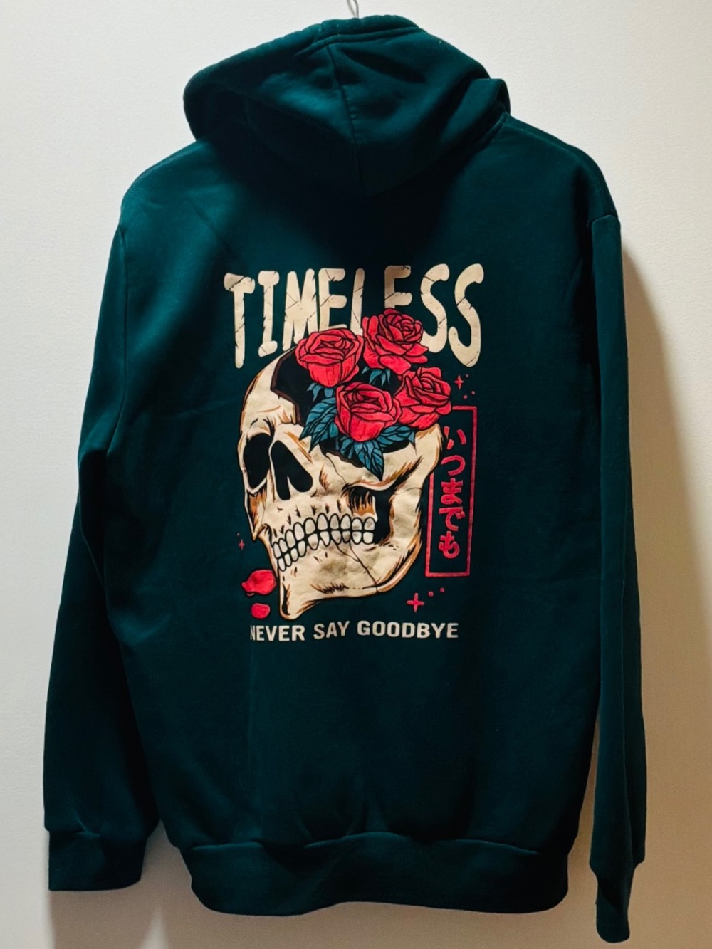 SHEIN Men’s Manfinity Gothic Skull & Rose Graphic Hoodie Green Size L